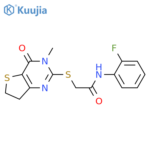 N-(2-fluorophenyl)-2-({3-methyl-4-oxo-3H,4H,6H,7H-thieno3,2-dpyrimidin-2-yl}sulfanyl)acetamide structure