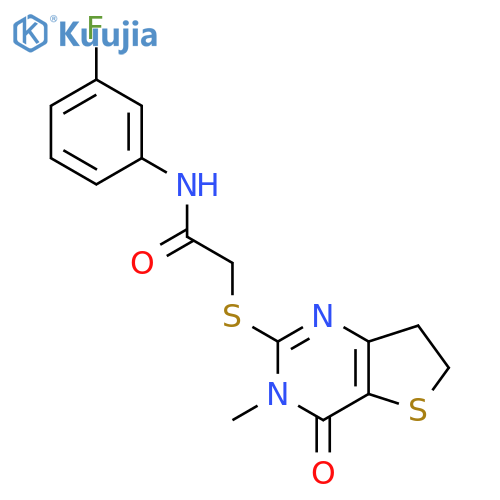 N-(3-fluorophenyl)-2-({3-methyl-4-oxo-3H,4H,6H,7H-thieno3,2-dpyrimidin-2-yl}sulfanyl)acetamide structure