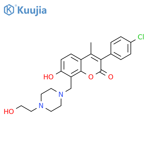 3-(4-chlorophenyl)-7-hydroxy-8-{4-(2-hydroxyethyl)piperazin-1-ylmethyl}-4-methyl-2H-chromen-2-one structure