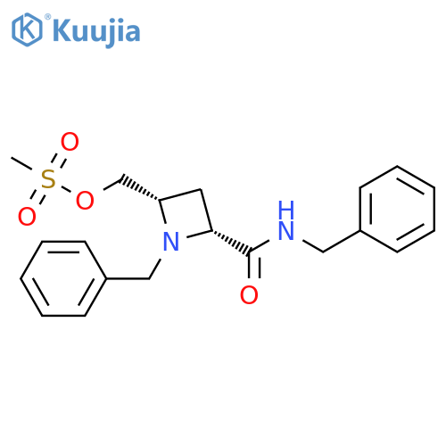 2-Azetidinecarboxamide, 4-[[(methylsulfonyl)oxy]methyl]-N,1-bis(phenylmethyl)-, (2R,4S)-rel- structure