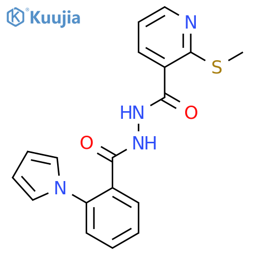 N'-[2-(methylsulfanyl)pyridine-3-carbonyl]-2-(1H-pyrrol-1-yl)benzohydrazide structure