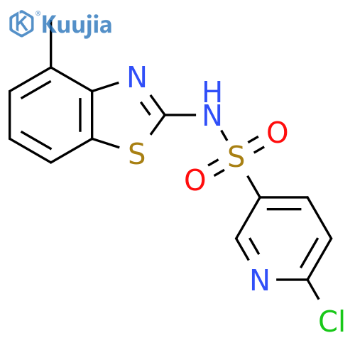 6-chloro-N-(4-methyl-1,3-benzothiazol-2-yl)pyridine-3-sulfonamide structure