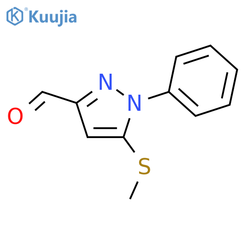 1H-Pyrazole-3-carboxaldehyde,5-(methylthio)-1-phenyl- structure