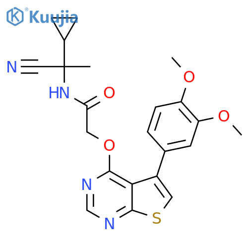 N-(1-cyano-1-cyclopropylethyl)-2-{[5-(3,4-dimethoxyphenyl)thieno[2,3-d]pyrimidin-4-yl]oxy}acetamide structure