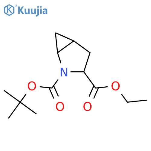 O2-tert-butyl O3-ethyl (1R,3R,5R)-2-azabicyclo[3.1.0]hexane-2,3-dicarboxylate structure
