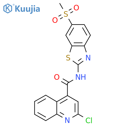 2-chloro-N-(6-methanesulfonyl-1,3-benzothiazol-2-yl)quinoline-4-carboxamide structure