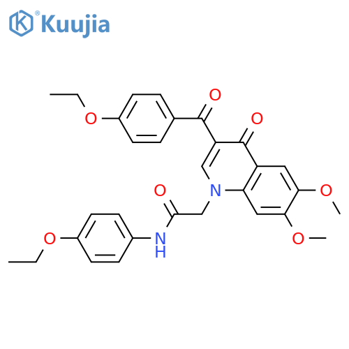 2-3-(4-ethoxybenzoyl)-6,7-dimethoxy-4-oxo-1,4-dihydroquinolin-1-yl-N-(4-ethoxyphenyl)acetamide structure