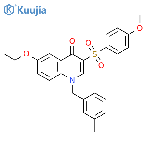 6-ethoxy-3-(4-methoxybenzenesulfonyl)-1-(3-methylphenyl)methyl-1,4-dihydroquinolin-4-one structure