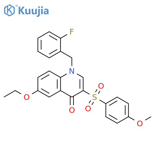 6-ethoxy-1-(2-fluorophenyl)methyl-3-(4-methoxybenzenesulfonyl)-1,4-dihydroquinolin-4-one structure