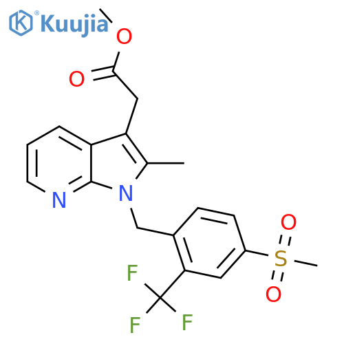 methyl 2-(1-(2-(trifluoromethyl)-4-(methylsulfonyl)benzyl)-2-methyl-1H-pyrrolo[2,3-b]pyridin-3-yl)acetate structure