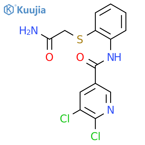 N-{2-[(carbamoylmethyl)sulfanyl]phenyl}-5,6-dichloropyridine-3-carboxamide structure