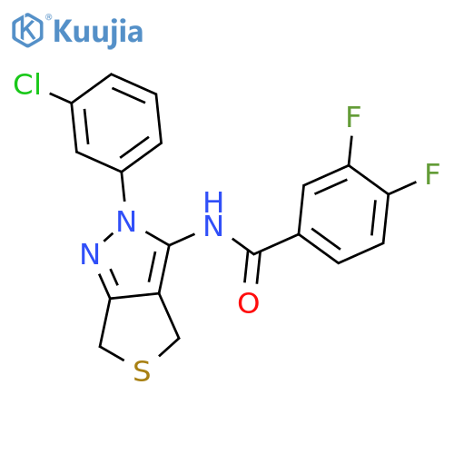 N-2-(3-chlorophenyl)-2H,4H,6H-thieno3,4-cpyrazol-3-yl-3,4-difluorobenzamide structure
