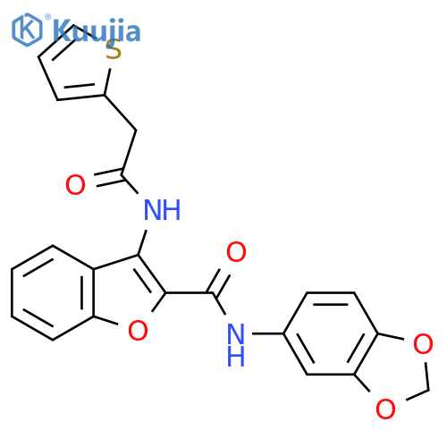 N-(2H-1,3-benzodioxol-5-yl)-3-2-(thiophen-2-yl)acetamido-1-benzofuran-2-carboxamide structure