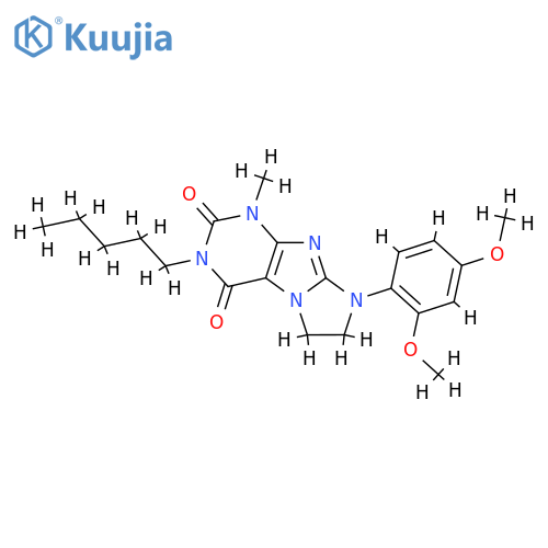 8-(2,4-dimethoxyphenyl)-1-methyl-3-pentyl-1H,2H,3H,4H,6H,7H,8H-imidazo1,2-gpurine-2,4-dione structure