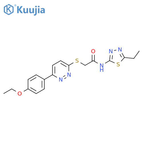 2-{6-(4-ethoxyphenyl)pyridazin-3-ylsulfanyl}-N-(5-ethyl-1,3,4-thiadiazol-2-yl)acetamide structure