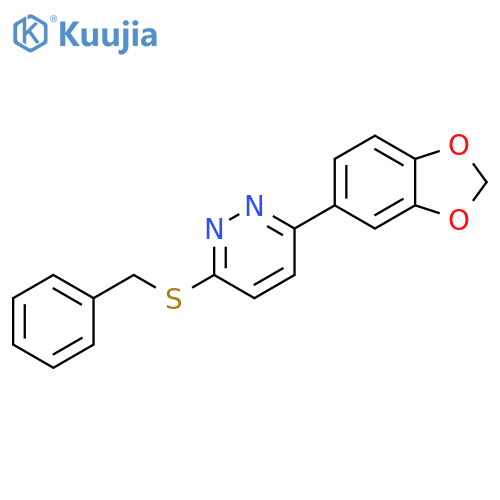 3-(2H-1,3-benzodioxol-5-yl)-6-(benzylsulfanyl)pyridazine structure