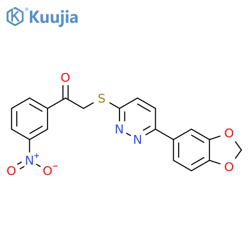 2-{6-(2H-1,3-benzodioxol-5-yl)pyridazin-3-ylsulfanyl}-1-(3-nitrophenyl)ethan-1-one structure