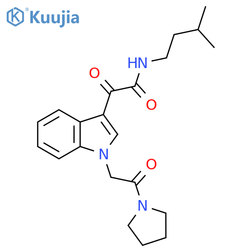 N-(3-methylbutyl)-2-oxo-2-{1-2-oxo-2-(pyrrolidin-1-yl)ethyl-1H-indol-3-yl}acetamide structure