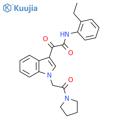 N-(2-ethylphenyl)-2-oxo-2-{1-2-oxo-2-(pyrrolidin-1-yl)ethyl-1H-indol-3-yl}acetamide structure