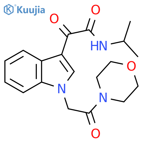 2-{1-2-(morpholin-4-yl)-2-oxoethyl-1H-indol-3-yl}-2-oxo-N-(propan-2-yl)acetamide structure