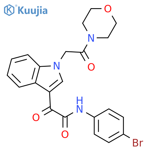N-(4-bromophenyl)-2-{1-2-(morpholin-4-yl)-2-oxoethyl-1H-indol-3-yl}-2-oxoacetamide structure