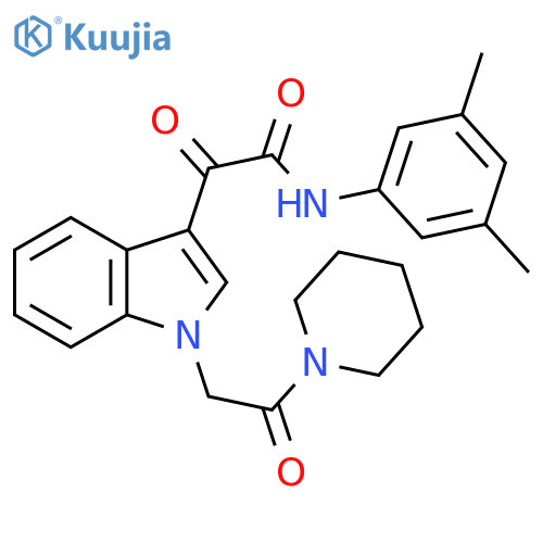 N-(3,5-dimethylphenyl)-2-oxo-2-{1-2-oxo-2-(piperidin-1-yl)ethyl-1H-indol-3-yl}acetamide structure