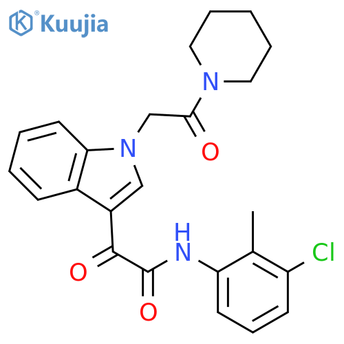 N-(3-chloro-2-methylphenyl)-2-oxo-2-{1-2-oxo-2-(piperidin-1-yl)ethyl-1H-indol-3-yl}acetamide structure