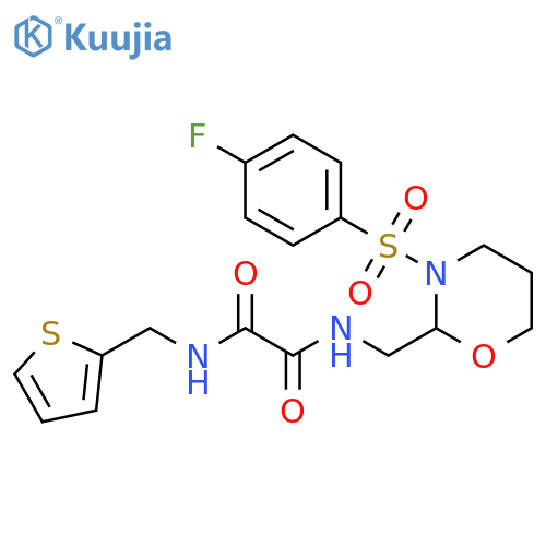N'-{3-(4-fluorobenzenesulfonyl)-1,3-oxazinan-2-ylmethyl}-N-(thiophen-2-yl)methylethanediamide structure