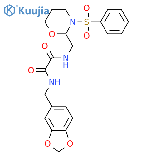 N'-{3-(benzenesulfonyl)-1,3-oxazinan-2-ylmethyl}-N-(2H-1,3-benzodioxol-5-yl)methylethanediamide structure