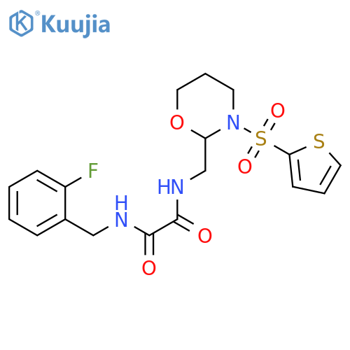 N'-(2-fluorophenyl)methyl-N-{3-(thiophene-2-sulfonyl)-1,3-oxazinan-2-ylmethyl}ethanediamide structure