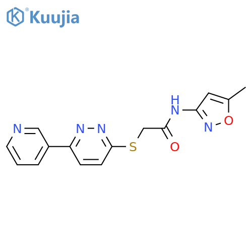 N-(5-methyl-1,2-oxazol-3-yl)-2-{6-(pyridin-3-yl)pyridazin-3-ylsulfanyl}acetamide structure