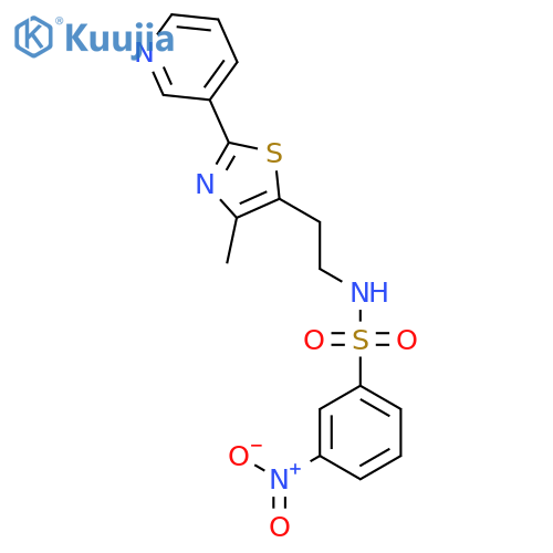 N-{2-4-methyl-2-(pyridin-3-yl)-1,3-thiazol-5-ylethyl}-3-nitrobenzene-1-sulfonamide structure
