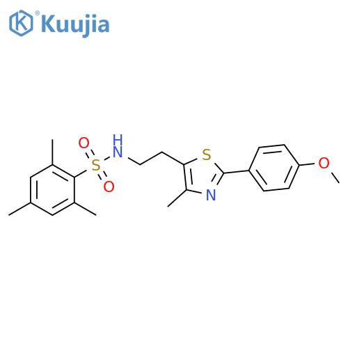 N-{2-2-(4-methoxyphenyl)-4-methyl-1,3-thiazol-5-ylethyl}-2,4,6-trimethylbenzene-1-sulfonamide structure