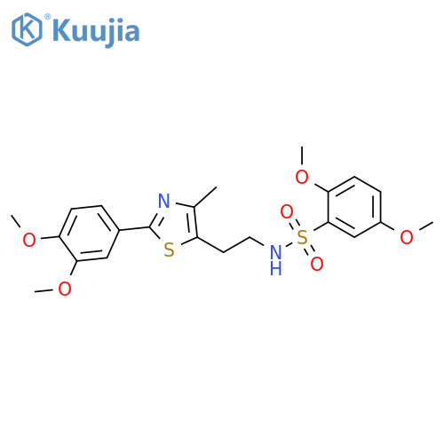 N-{2-2-(3,4-dimethoxyphenyl)-4-methyl-1,3-thiazol-5-ylethyl}-2,5-dimethoxybenzene-1-sulfonamide structure