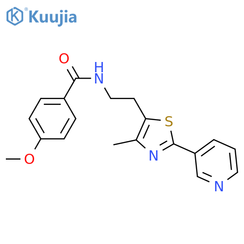 4-methoxy-N-{2-4-methyl-2-(pyridin-3-yl)-1,3-thiazol-5-ylethyl}benzamide structure