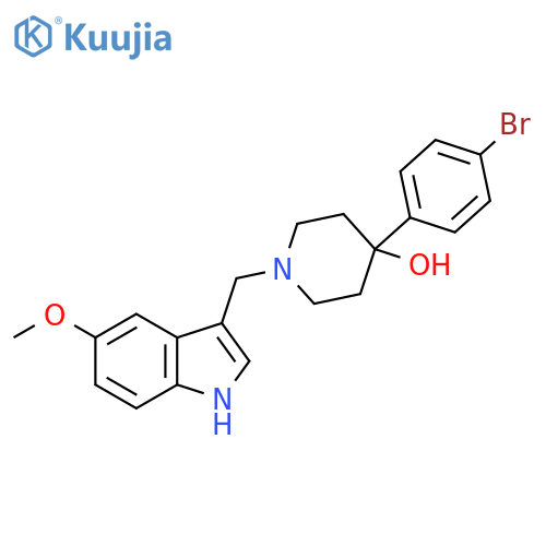 4-(4-Bromophenyl)-1-((5-methoxy-1H-indol-3-yl)methyl)piperidin-4-ol structure