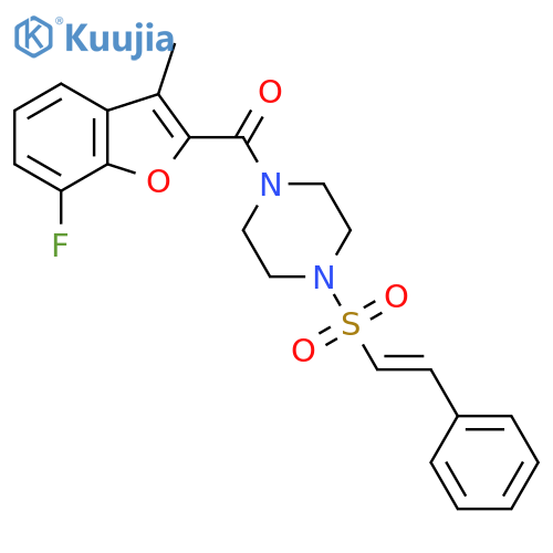 1-(7-Fluoro-3-methyl-1-benzofuran-2-carbonyl)-4-(2-phenylethenesulfonyl)piperazine structure