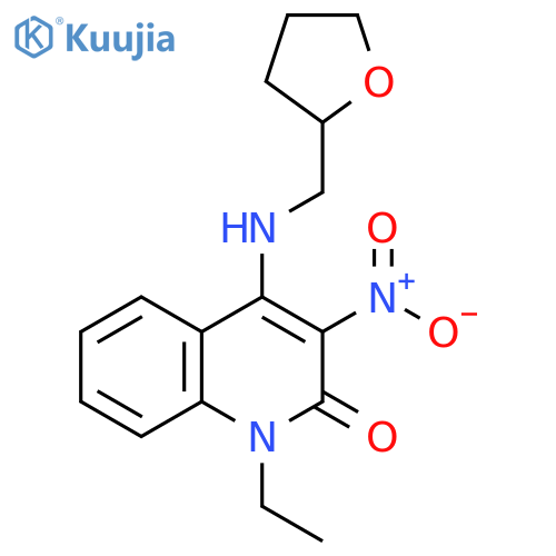 1-ethyl-3-nitro-4-{(oxolan-2-yl)methylamino}-1,2-dihydroquinolin-2-one structure