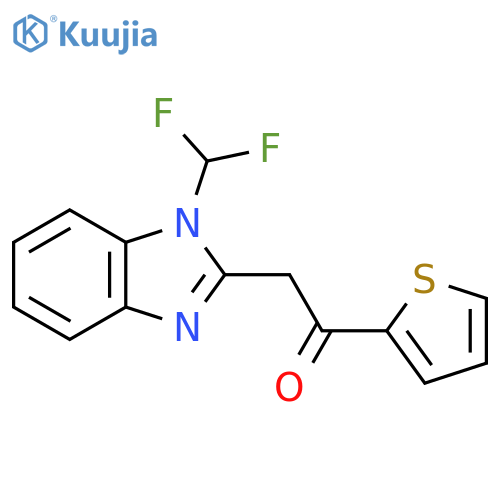 2-1-(Difluoromethyl)-1H-1,3-benzodiazol-2-yl-1-(thiophen-2-yl)ethan-1-one structure