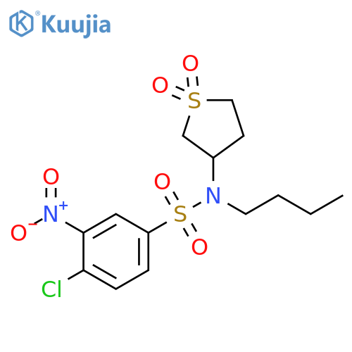 N-butyl-4-chloro-N-(1,1-dioxo-1lambda6-thiolan-3-yl)-3-nitrobenzene-1-sulfonamide structure