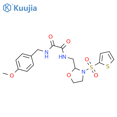 N'-(4-methoxyphenyl)methyl-N-{3-(thiophene-2-sulfonyl)-1,3-oxazolidin-2-ylmethyl}ethanediamide structure
