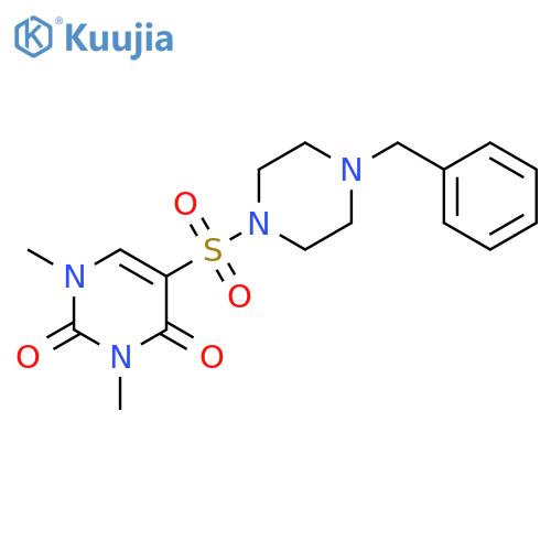 5-(4-benzylpiperazin-1-yl)sulfonyl-1,3-dimethyl-1,2,3,4-tetrahydropyrimidine-2,4-dione structure