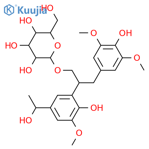 9-Nor-3,8'-lignan-3',4,4',5,5',7,9'-heptol; (7ξ,8'ξ)-form, 3',5,5'-Tri-Me ether, 9'-O-β-D-glucopyranoside structure