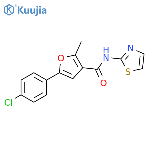 5-(4-chlorophenyl)-2-methyl-N-(1,3-thiazol-2-yl)furan-3-carboxamide structure
