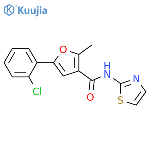 5-(2-chlorophenyl)-2-methyl-N-(1,3-thiazol-2-yl)furan-3-carboxamide structure