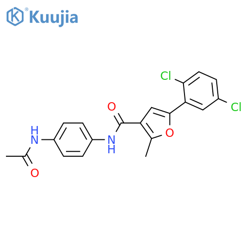 5-(2,5-dichlorophenyl)-N-(4-acetamidophenyl)-2-methylfuran-3-carboxamide structure