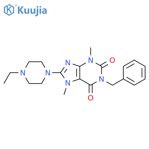 1-benzyl-8-(4-ethylpiperazin-1-yl)-3,7-dimethyl-2,3,6,7-tetrahydro-1H-purine-2,6-dione structure