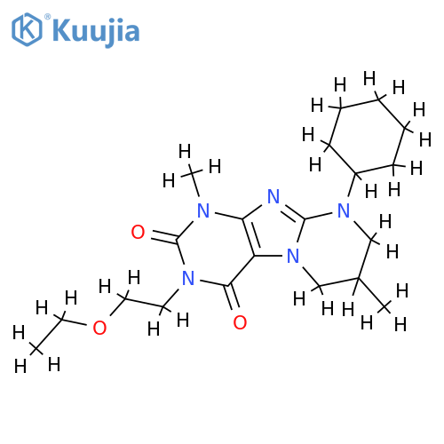 9-cyclohexyl-3-(2-ethoxyethyl)-1,7-dimethyl-1H,2H,3H,4H,6H,7H,8H,9H-pyrimido1,2-gpurine-2,4-dione structure
