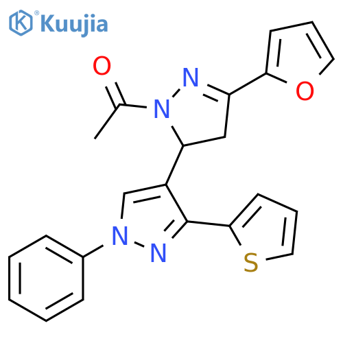 1-5-(furan-2-yl)-1'-phenyl-3'-(thiophen-2-yl)-3,4-dihydro-1'H,2H-3,4'-bipyrazole-2-ylethan-1-one structure