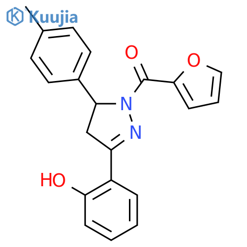 2-1-(furan-2-carbonyl)-5-(4-methylphenyl)-4,5-dihydro-1H-pyrazol-3-ylphenol structure